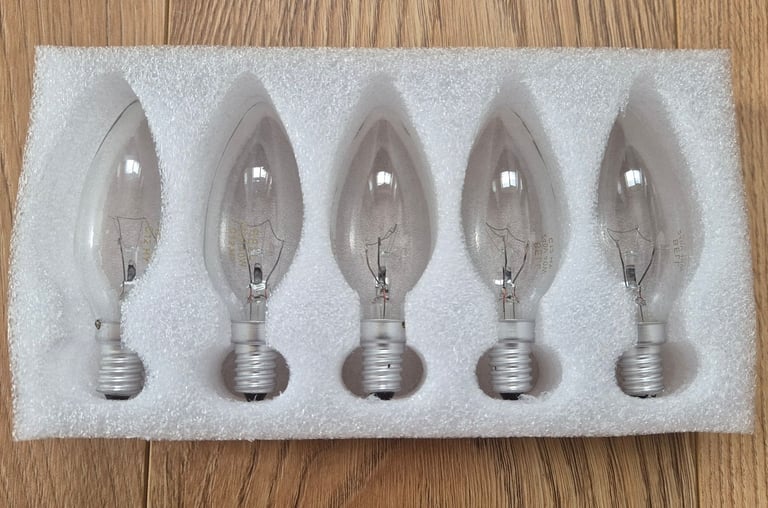 Five E17 Clear Filament Candle Light Bulbs New