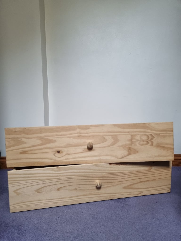 2 Wooden Underbed Storage Drawers VGC
