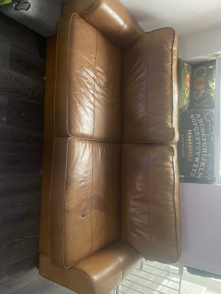 Brown leather sofa