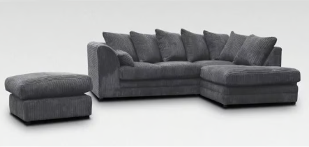 Brand New Dylan Jumbo Cord Fabric L-Shape Corner in Grey