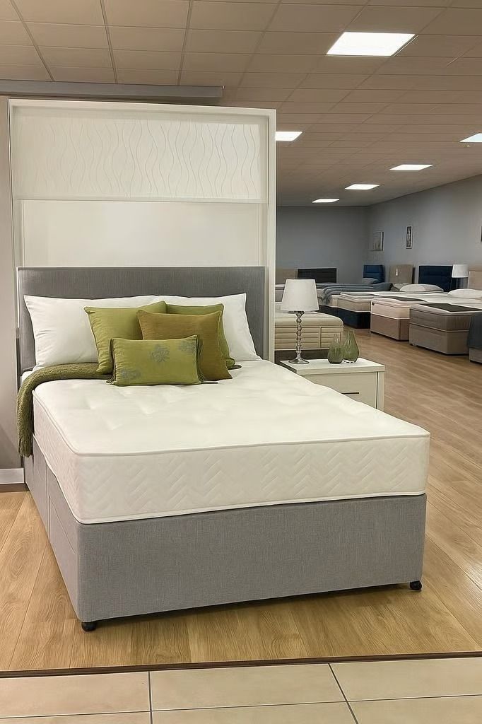 image for Grey DIVAN Bed Small Double 4ft Bed With Mattress ~~ Free Delivery 