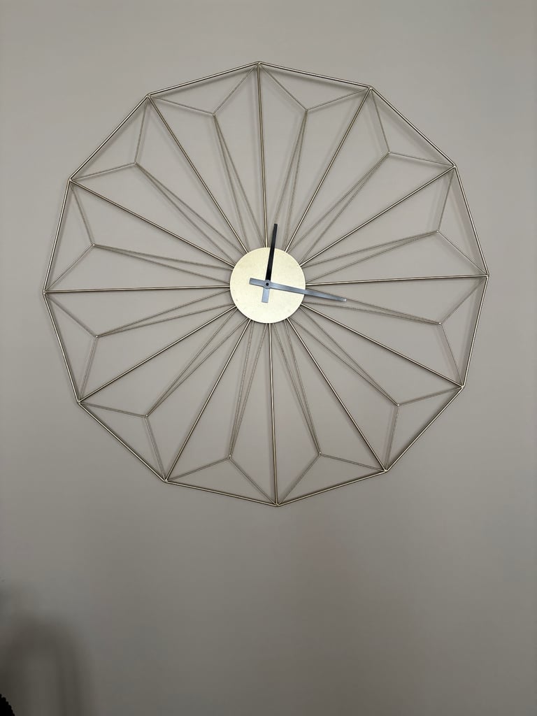 image for Gold coloured metal wall clock 