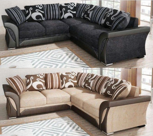 Brand New Shannon 3 Seater and 2 Seater Sofa Set - Brown with Beige