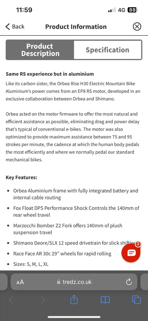 Orbea rise h30 electric mountain bike duel suspension £2700