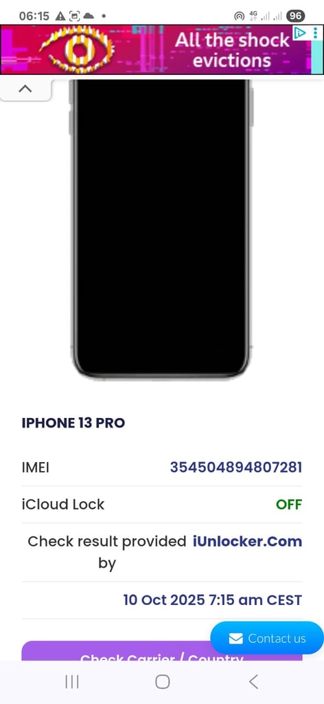 Iphone 13 pro 128gb unlocked signed out of icloud cracked back unable to Activate £90