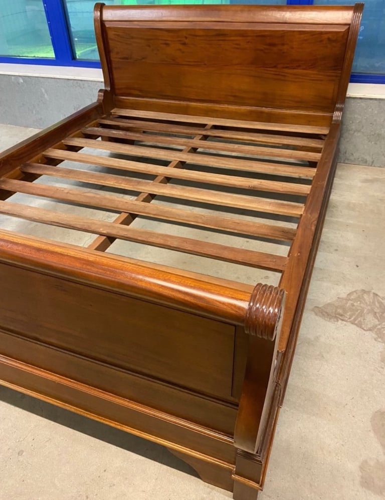 Solid Teak sleigh King size bed frame 