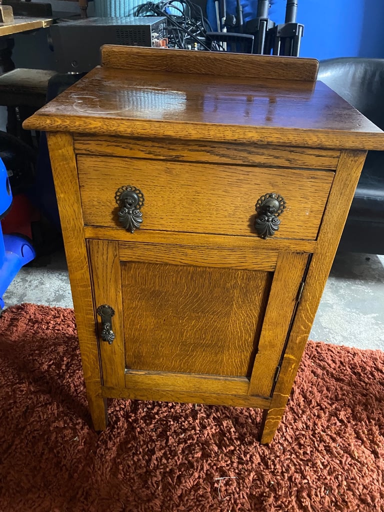 image for Antique solid bedside table 