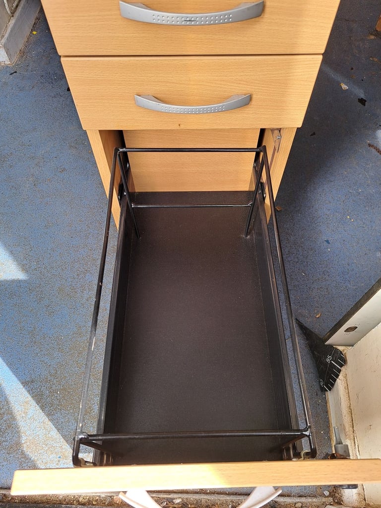 light brown wood 3 door filling cabinet