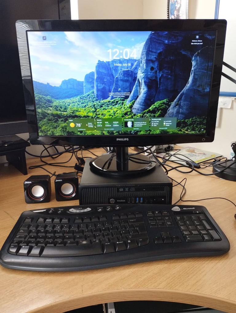 HP EliteDesk PC. Windows 11, MS OFFICE,  i5, 8GB RAM, 128GB SSD + 320GB HDD, 24 inch monitor.