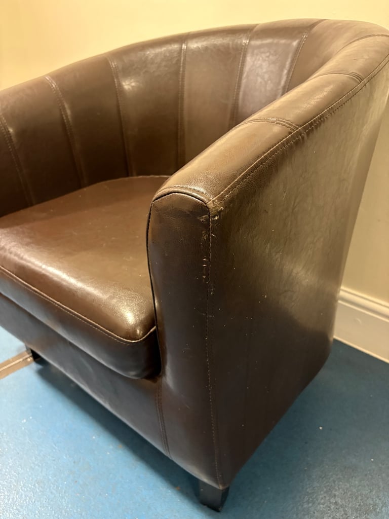 Brown faux Leather Tub Chair