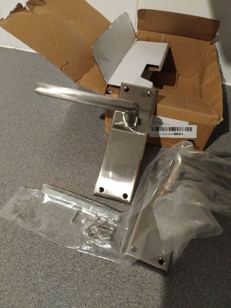 image for Carlisle Brass, brushed chrome door handle. NEW