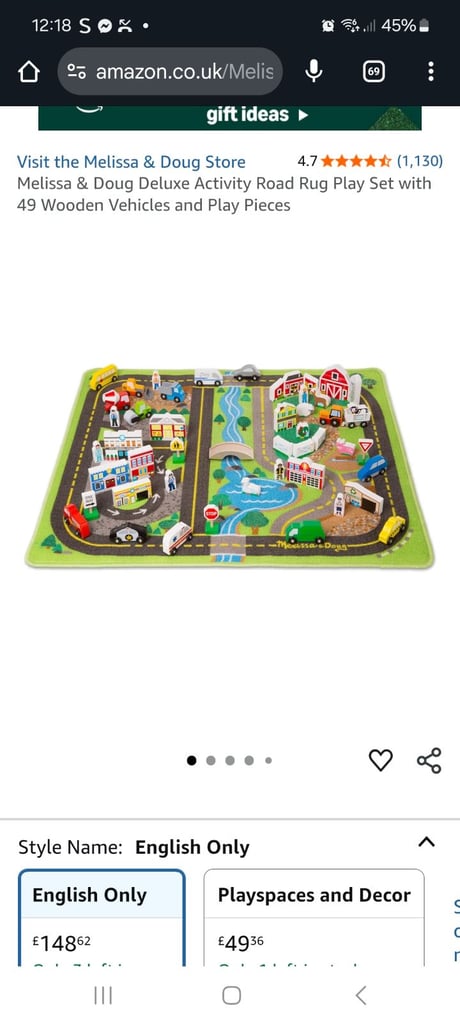 image for Melissa and Doug kids play mat with vehicles and play pieces