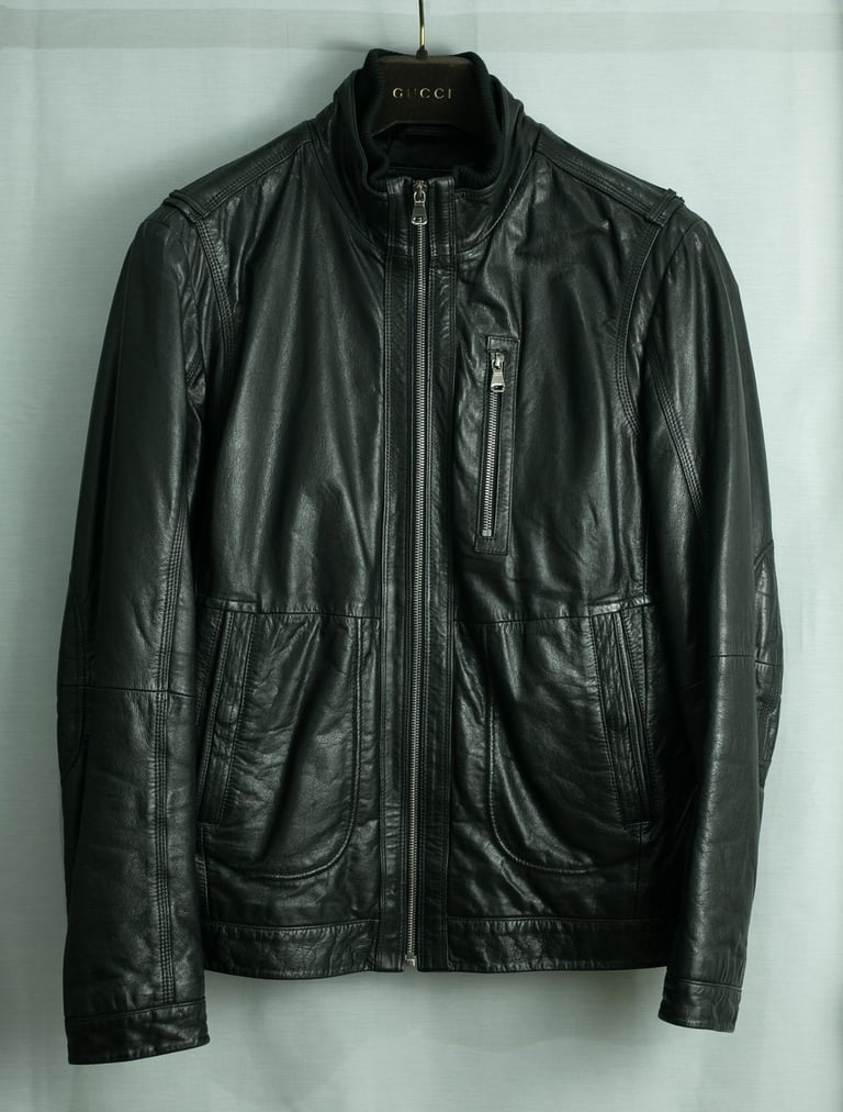 HUGO BOSS AICON1 LEATHER JACKET SIZE - IT46 - UK46 - MEDIUM RRP: £650