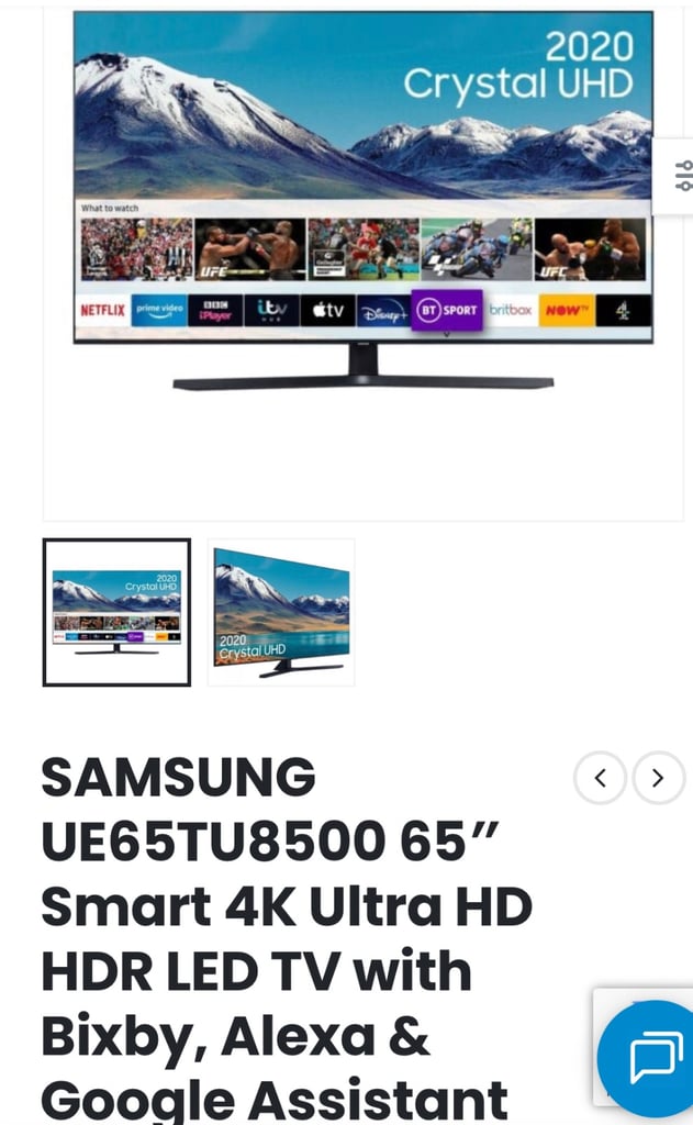image for Samsung 65inch Ultra HD 4K HDR Smart TV with Bluetooth Bixby, Alexa & Google Assistant, 
