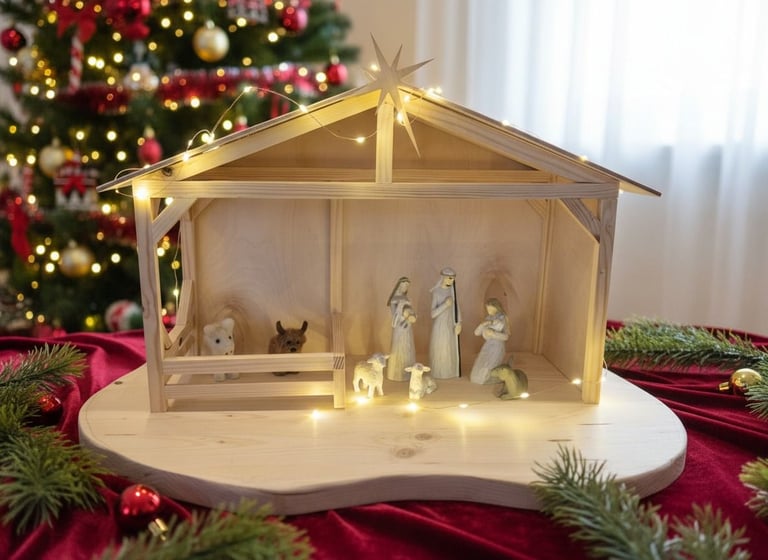 Handmade nativity shed