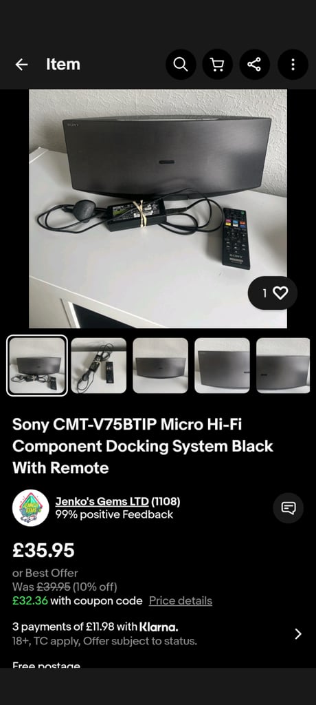Sony CMT-V75BTiP Micro HiFi component system DAB, Bluetooth, CD, FM etc