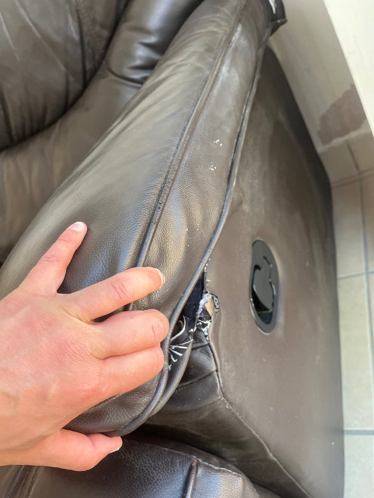 3 seater sofa, brown leather