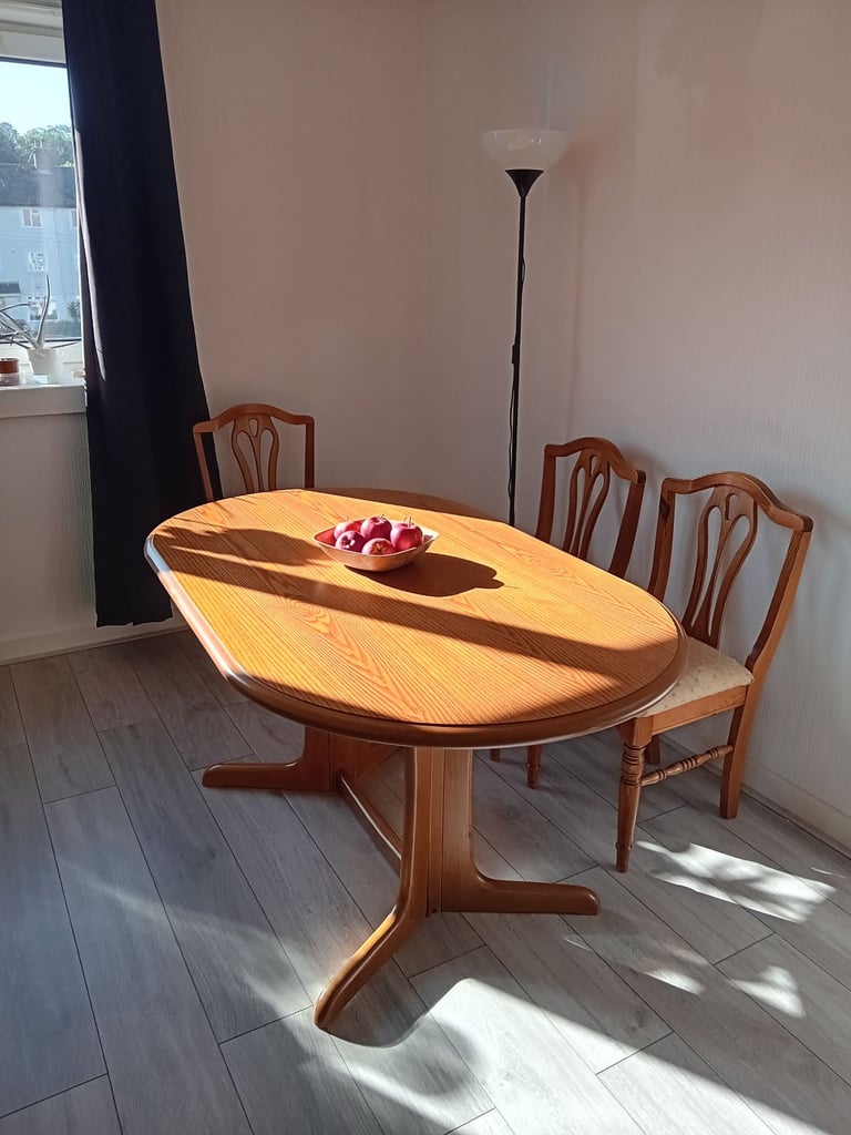 Wooden Dining Table with Chairs (Floor Lamp can be included)