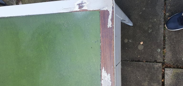 image for Free small vintage table- solid wood- leather top