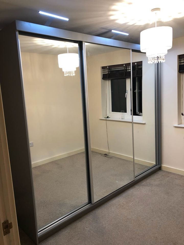 New double door with mirror sliding door wardrobes with storage option