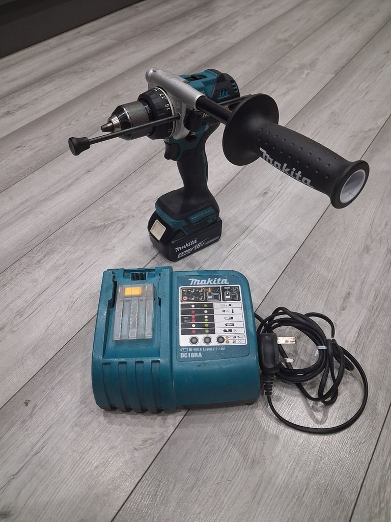 image for Makita 18v lxt brushless dhp486 have duty combi drill with genuine battery and charger 