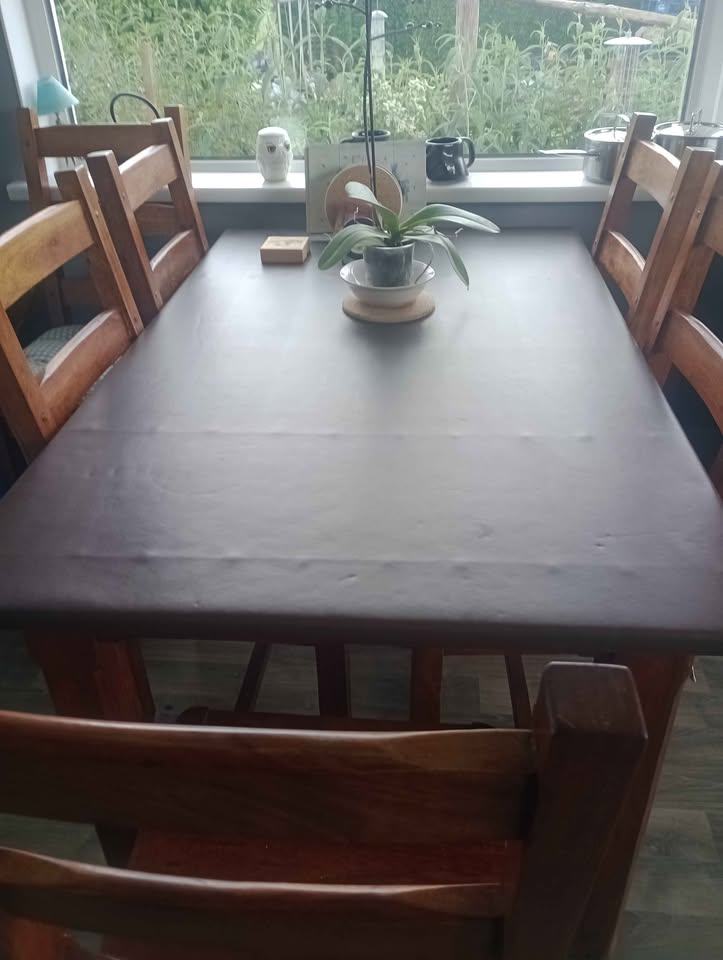 image for Solid wood dinning table & 6 chairs