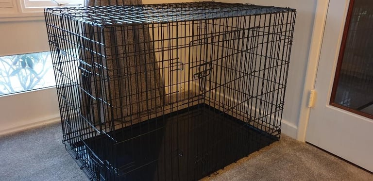 XL Dog Crate Cage 2 Door Crate Dog Cage with Removable Metal Tray & Sherpa Cushion