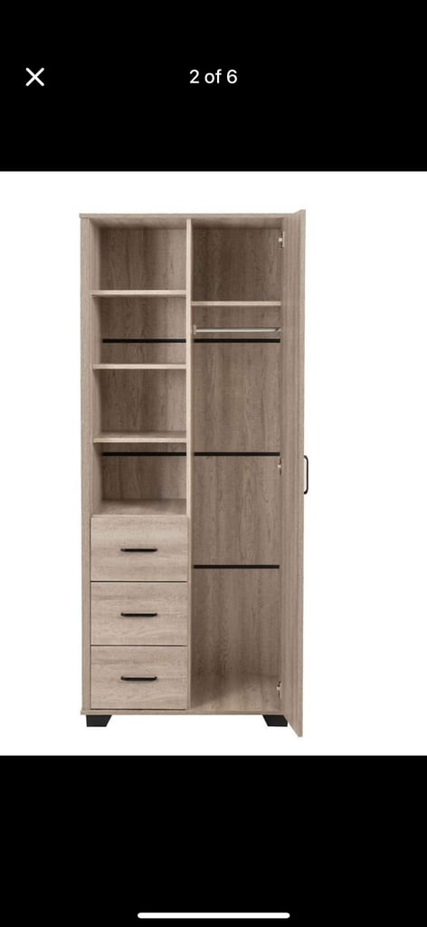 Wardrobe with shelves,drawers and rail