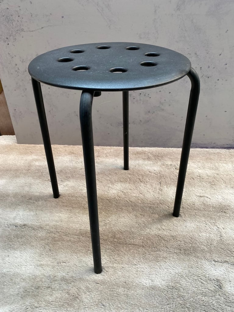 image for Ikea Black plastic and metal stool kitchen living room bathroom house home indoor outdoor seat