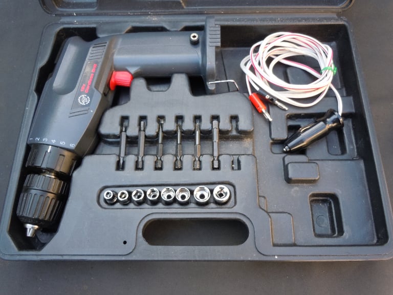!2 Volt Drill/Driver adapted to run directly from an automobile lighter socket.