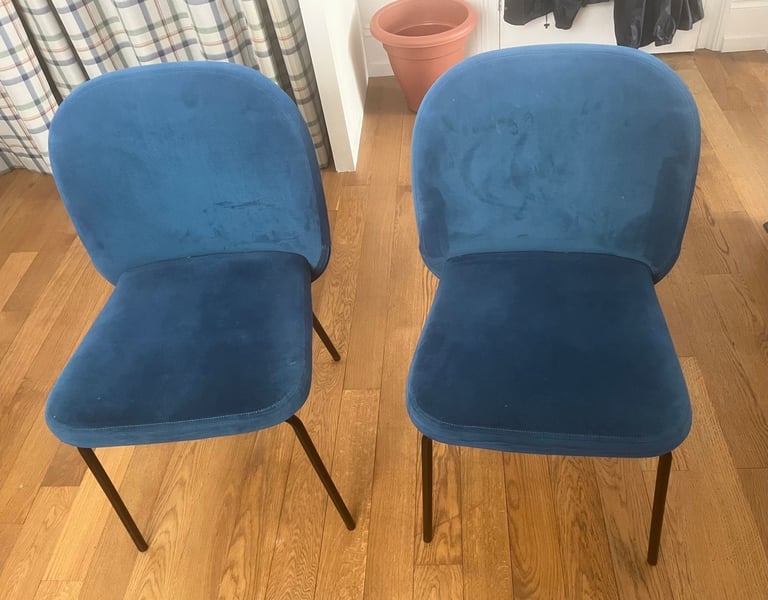 image for MADE dot Com - Aqua green/Petrol Blue Dining Chairs x2