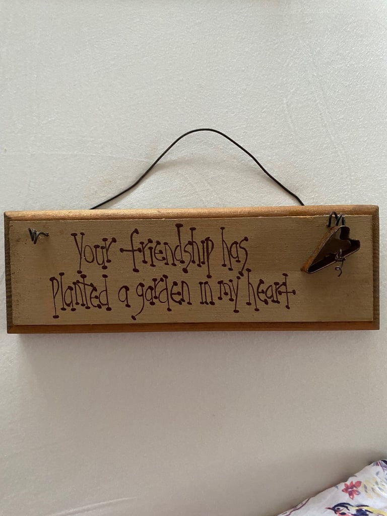 Hardwood Solid Friendship plaque, hanging decoration.