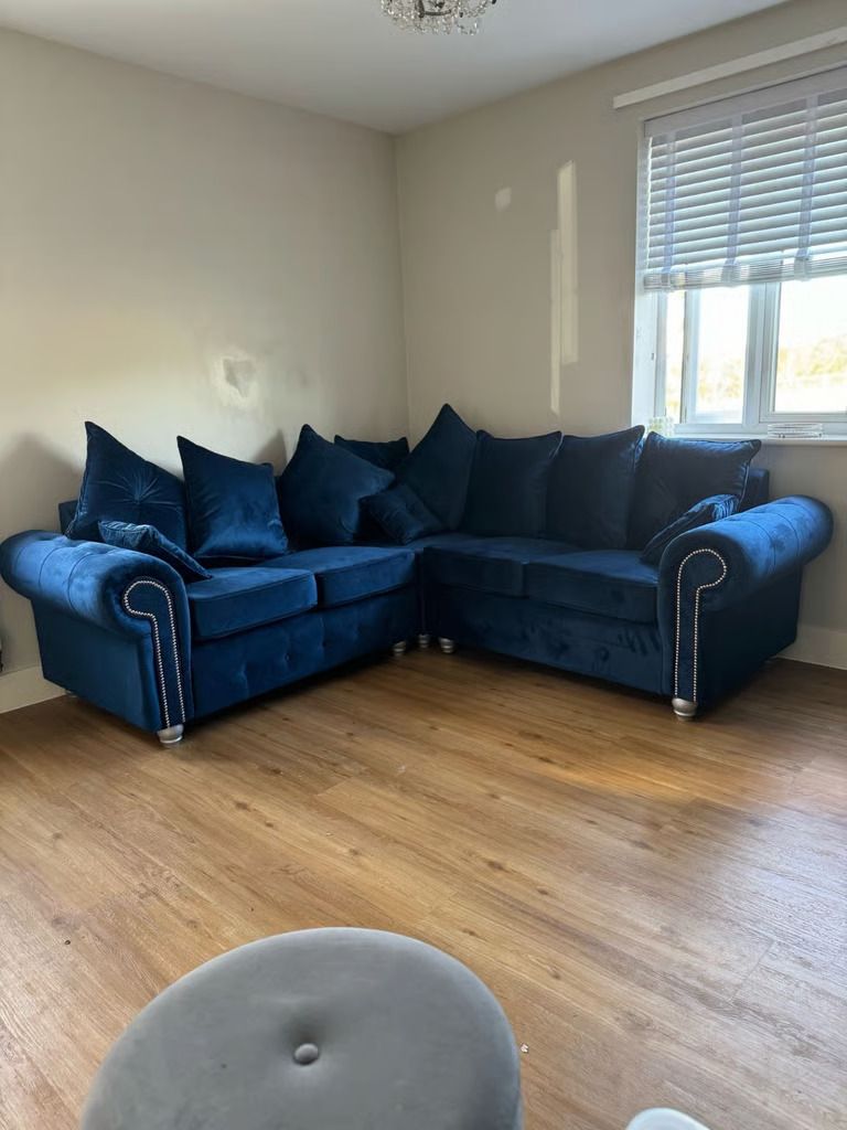 Brand New-Ashwin Corner Also Available in 3 and 2 seaters Sofa Set -Blue - SAME/NEXT DAY DELIVERY