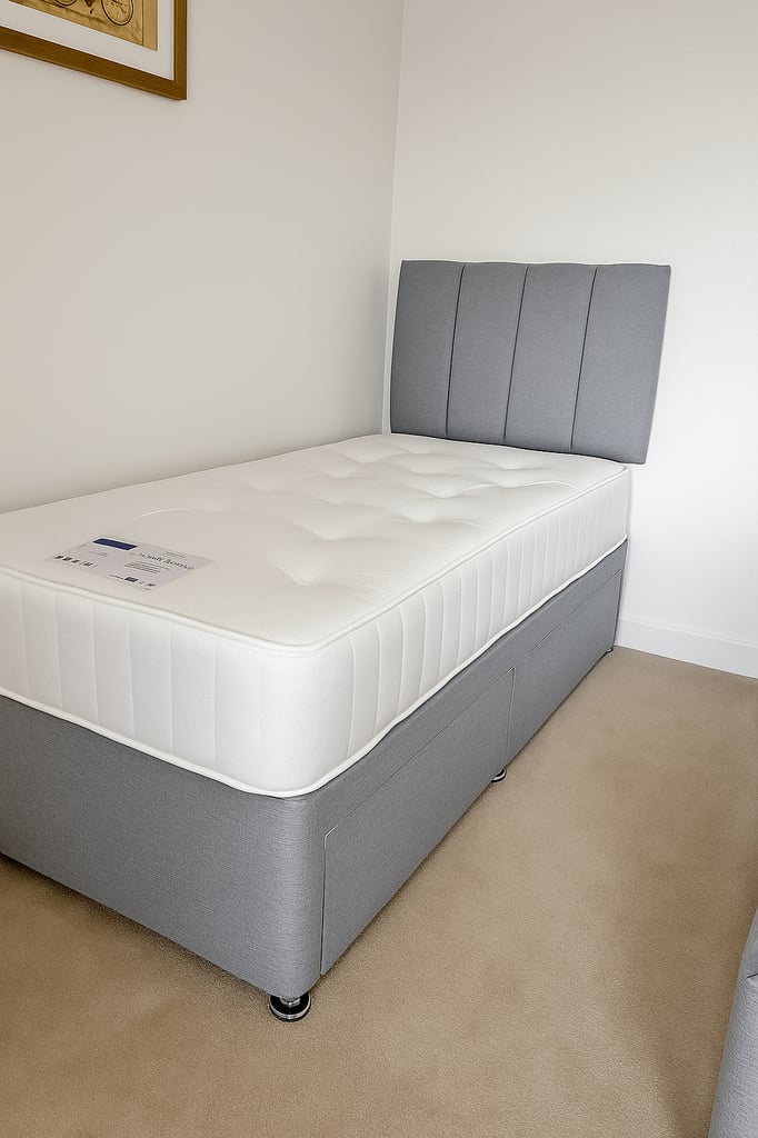 image for Stylish Upholstered Divan Bed Base Available All Sizes with Storage Drawers Delivered UK