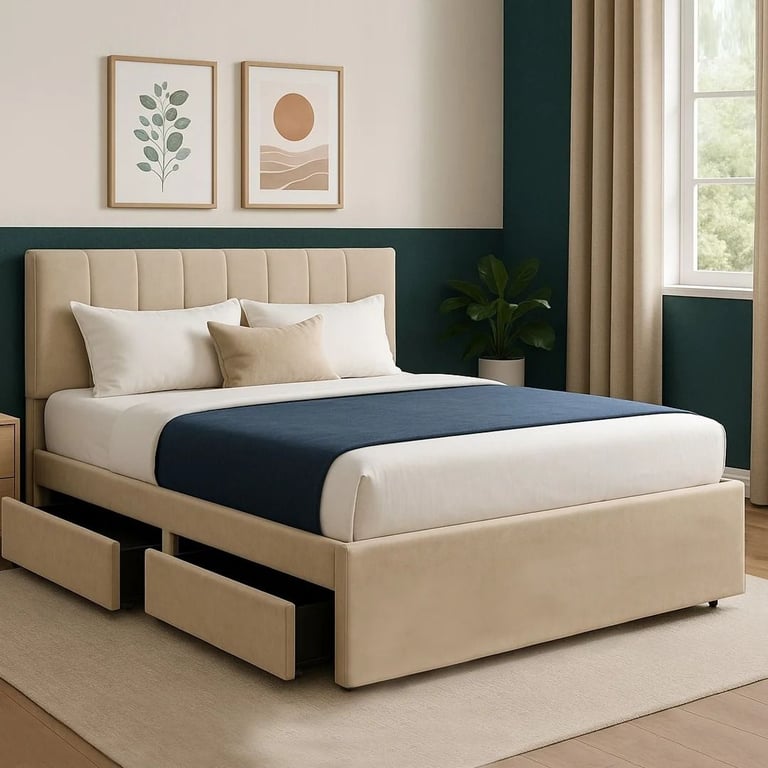image for Huge sale !! King size Bed With Mattress & optional Storage Drawers - order Now 