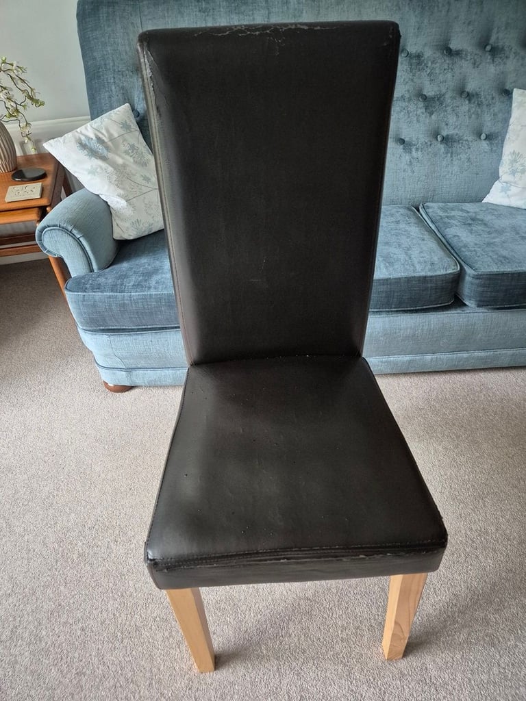 1 x brown faux leather chair comfy but has movement in the frame - UPCYCLE PROJECT