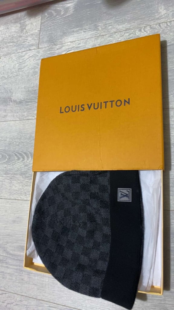 Louis Vuitton Petit Damier Beanie - Light Grey One - Depop