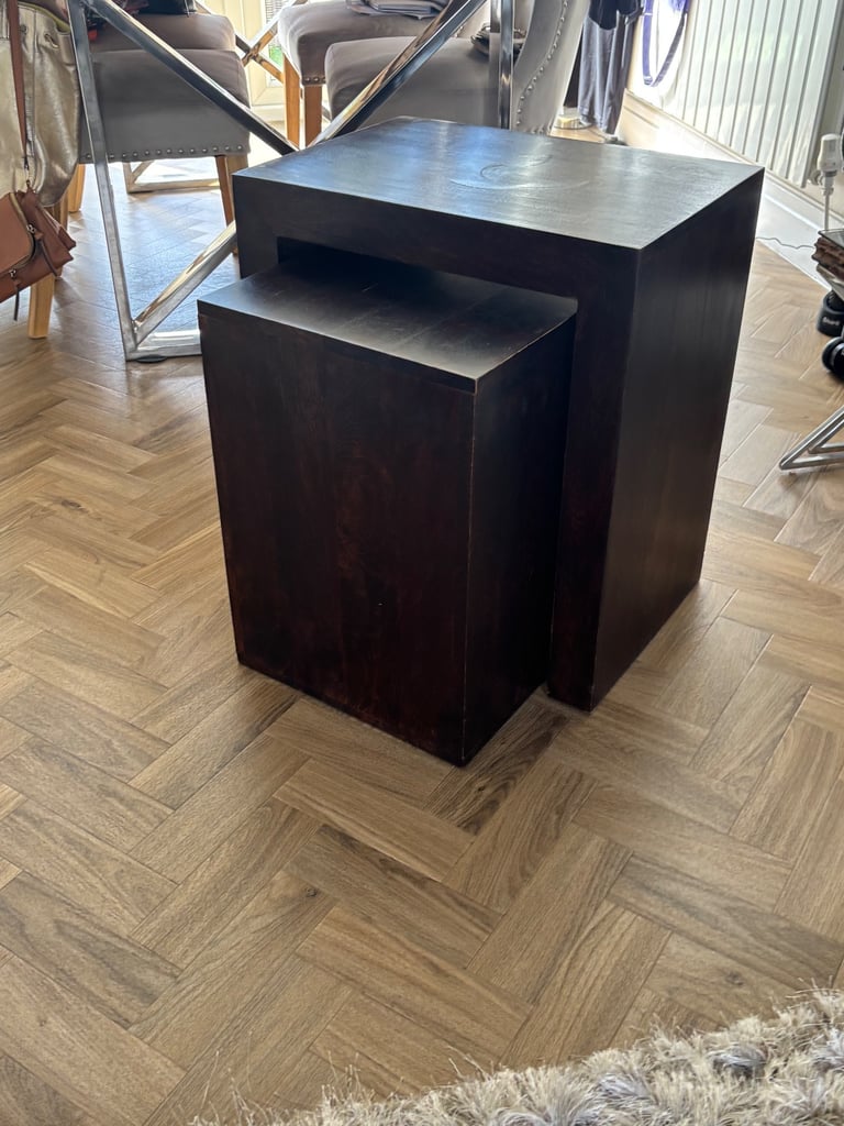 Dark wood nest of tables