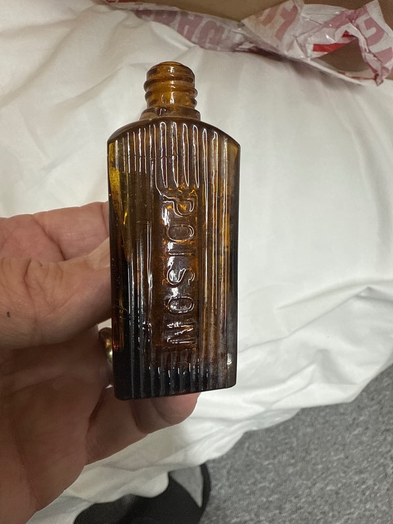 image for Beautiful old poison bottle triangle shaped 