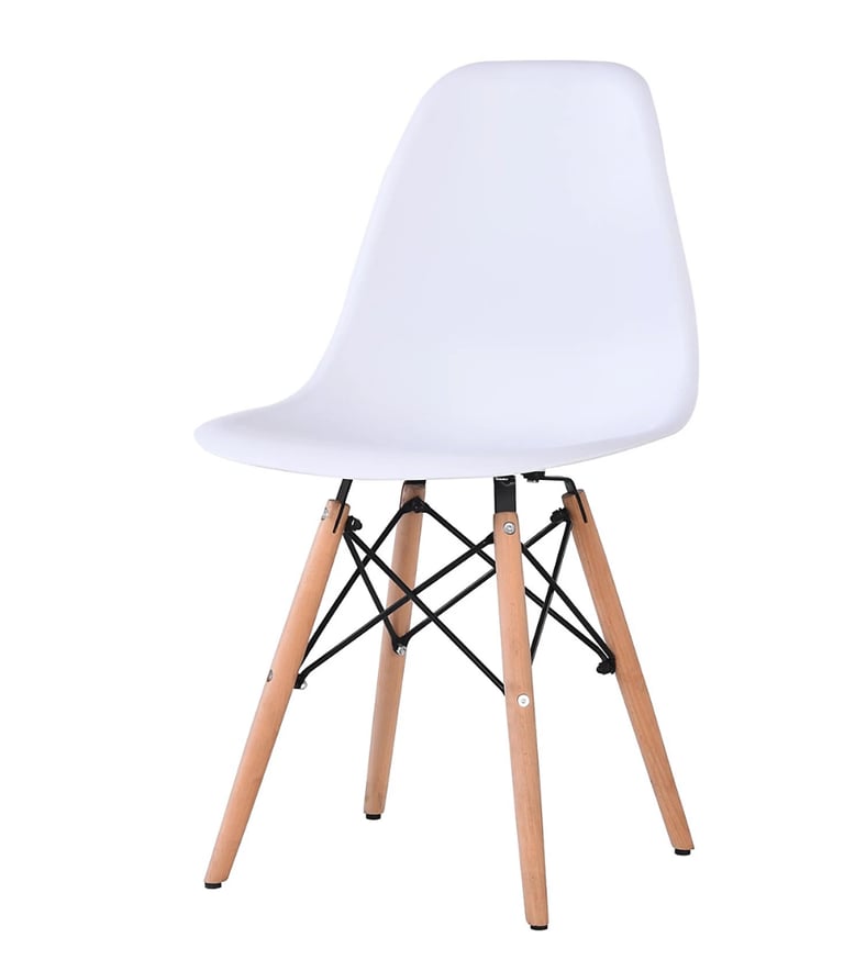 image for Dining Chair Plastic Seat with Cross Metal Wooden Legs  
