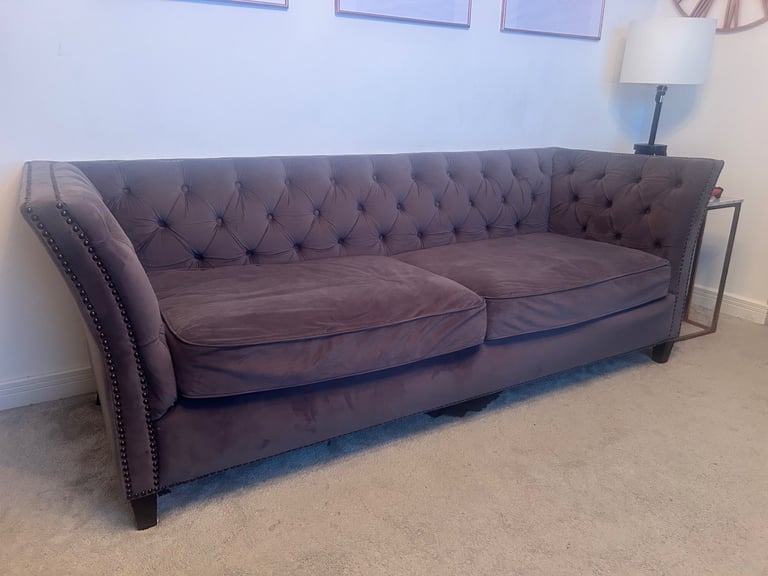 3 Set - Grey Chesterfield Comfortable Sofa