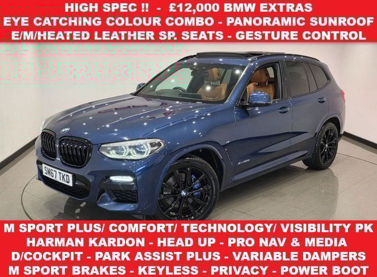 2018 67 BMW X3 3.0 30D M SPORT SUV 5DR DIESEL AUTO XDRIVE EURO 6 (S/S) (265 PS) 