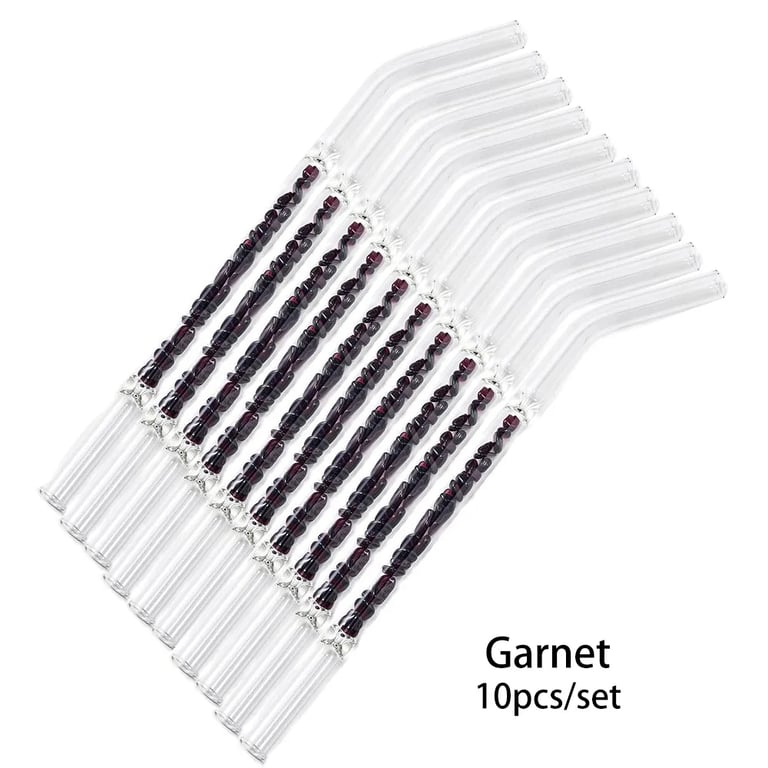 Glass Straws Natural Crystal Stones Luxury 10 Pieces Set