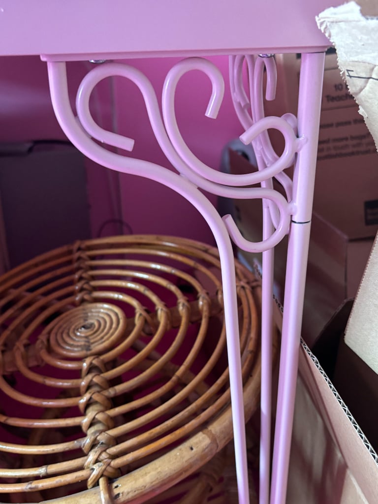 Pink table with shelf