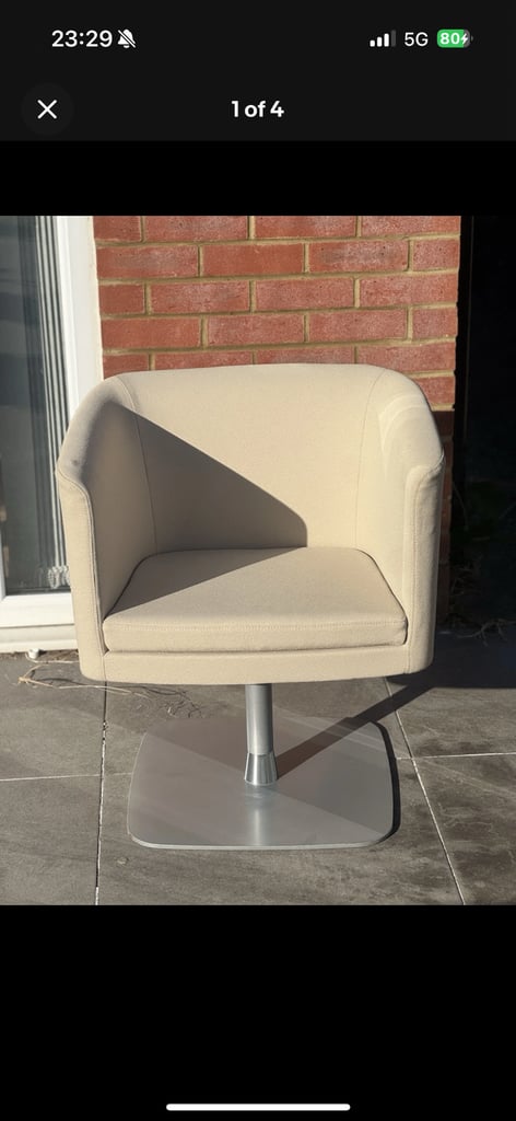Boucle Swivel Chair Accent Chair Armless Beige / Cream