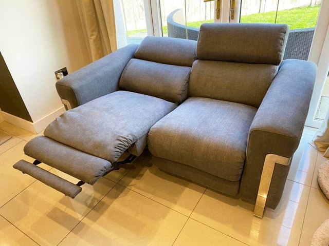 NEW SOFOLOGY Moreno Grey Power Recliner Electric Two Seater Sofa
