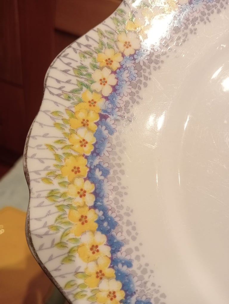 Midwinter cake plate Glendale flower plate yellow vintage plates