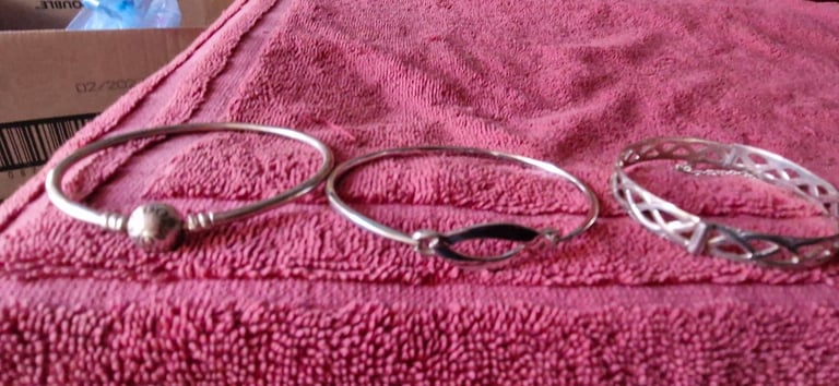 10 silver bangles bracelets 