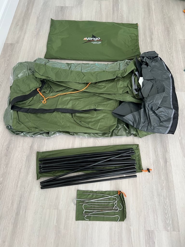 Vango Icarus 500 5-person tent with front canopy.  Excellent condition.