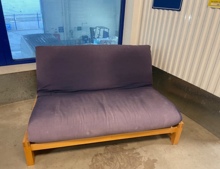 Birch Linear Futon Company Sofa Bed with navy, blue or gray 